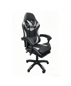 A9937 ΜΑΥΡΟ/ΓΚΡΙ PVC ΠΟΛΥΘΡΟΝΑ GAMING/ΜΕ ΥΠΟΠΟΔΙΟ 64X59X43-112/53-125εκ.