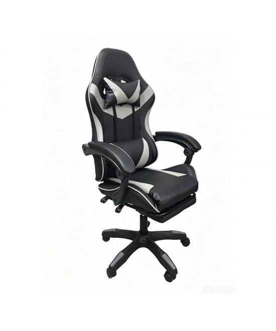 A9937 ΜΑΥΡΟ/ΓΚΡΙ PVC ΠΟΛΥΘΡΟΝΑ GAMING/ΜΕ ΥΠΟΠΟΔΙΟ 64X59X43-112/53-125εκ.