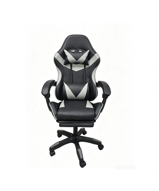 A9937 ΜΑΥΡΟ/ΓΚΡΙ PVC ΠΟΛΥΘΡΟΝΑ GAMING/ΜΕ ΥΠΟΠΟΔΙΟ 64X59X43-112/53-125εκ.