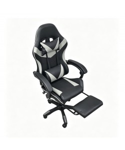 A9937 ΜΑΥΡΟ/ΓΚΡΙ PVC ΠΟΛΥΘΡΟΝΑ GAMING/ΜΕ ΥΠΟΠΟΔΙΟ 64X59X43-112/53-125εκ.