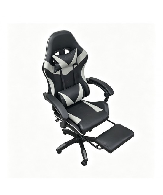 A9937 ΜΑΥΡΟ/ΓΚΡΙ PVC ΠΟΛΥΘΡΟΝΑ GAMING/ΜΕ ΥΠΟΠΟΔΙΟ 64X59X43-112/53-125εκ.
