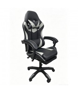 A9937 ΜΑΥΡΟ/ΓΚΡΙ PVC ΠΟΛΥΘΡΟΝΑ GAMING/ΜΕ ΥΠΟΠΟΔΙΟ 64X59X43-112/53-125εκ.