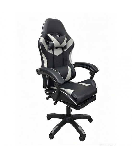 A9937 ΜΑΥΡΟ/ΓΚΡΙ PVC ΠΟΛΥΘΡΟΝΑ GAMING/ΜΕ ΥΠΟΠΟΔΙΟ 64X59X43-112/53-125εκ.