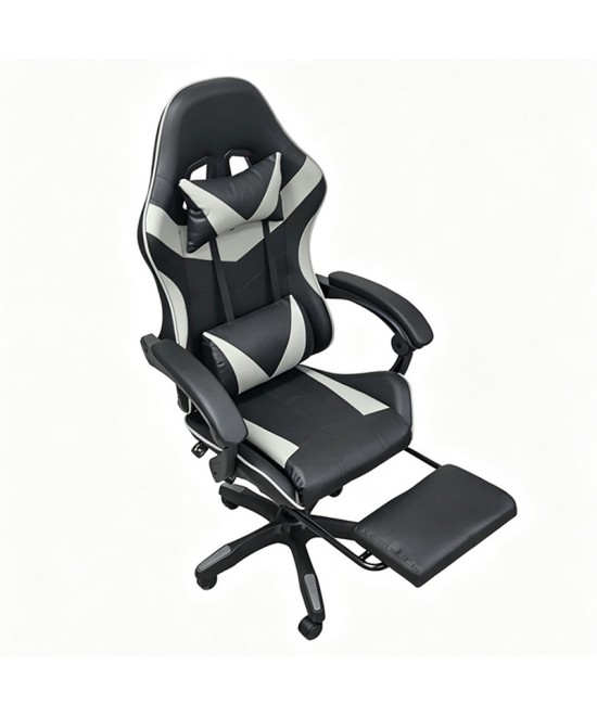 A9937 ΜΑΥΡΟ/ΓΚΡΙ PVC ΠΟΛΥΘΡΟΝΑ GAMING/ΜΕ ΥΠΟΠΟΔΙΟ 64X59X43-112/53-125εκ.
