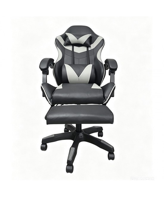 A9937 ΜΑΥΡΟ/ΓΚΡΙ PVC ΠΟΛΥΘΡΟΝΑ GAMING/ΜΕ ΥΠΟΠΟΔΙΟ 64X59X43-112/53-125εκ.