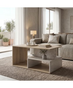 Τραπέζι σαλονιού Kelena pakoworld sonoma-μπεζ όψη μαρμάρου 90x51x43εκ