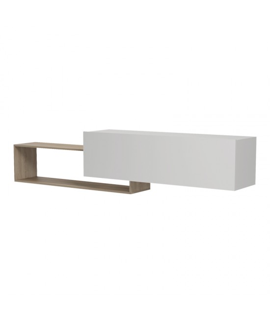 Έπιπλο τηλεόρασης επιτοίχιο Olande pakoworld sonoma-λευκό 210x35x48εκ