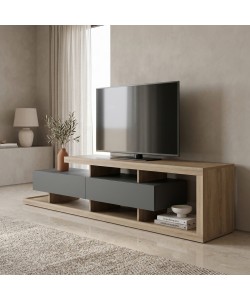 Έπιπλο τηλεόρασης Arbero pakoworld ανθρακί-sonoma 198x40x45εκ