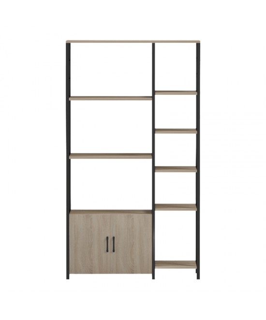 Επιδαπέδια ραφιέρα Ranea pakoworld sonoma-μαύρο 85x32x150εκ Επιδαπέδια ραφιέρα Ranea pakoworld sonoma-μαύρο 85x32x150εκ