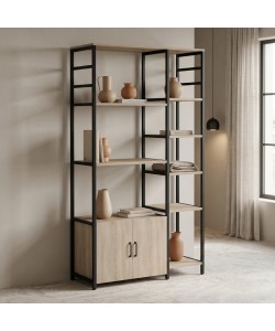 Επιδαπέδια ραφιέρα Ranea pakoworld sonoma-μαύρο 85x32x150εκ