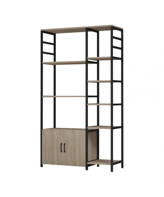 Επιδαπέδια ραφιέρα Ranea pakoworld sonoma-μαύρο 85x32x150εκ Επιδαπέδια ραφιέρα Ranea pakoworld sonoma-μαύρο 85x32x150εκ