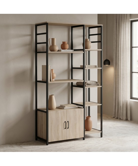 Επιδαπέδια ραφιέρα Ranea pakoworld sonoma-μαύρο 85x32x150εκ Επιδαπέδια ραφιέρα Ranea pakoworld sonoma-μαύρο 85x32x150εκ
