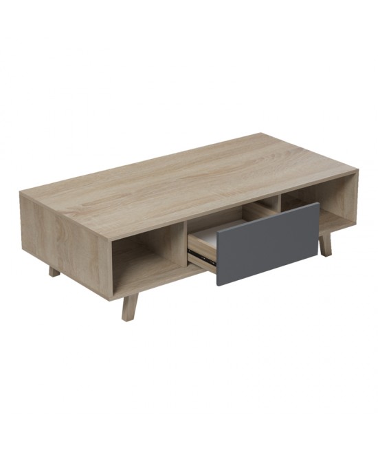 Τραπέζι σαλονιού Elonza pakoworld sonoma-ανθρακί 120x60x36εκ