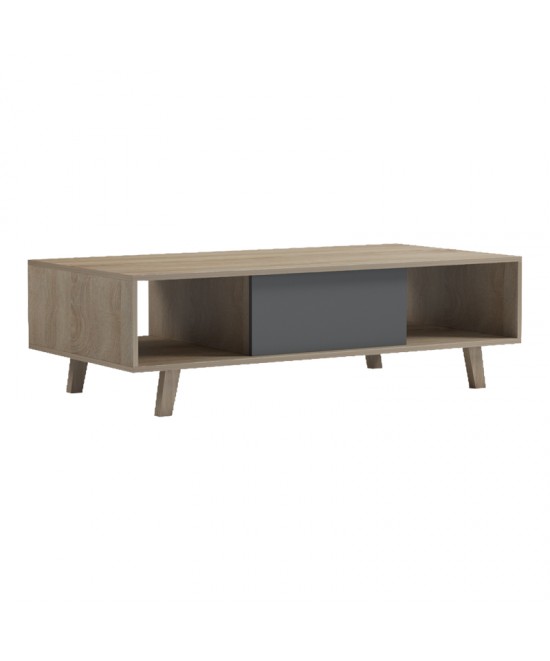 Τραπέζι σαλονιού Elonza pakoworld sonoma-ανθρακί 120x60x36εκ