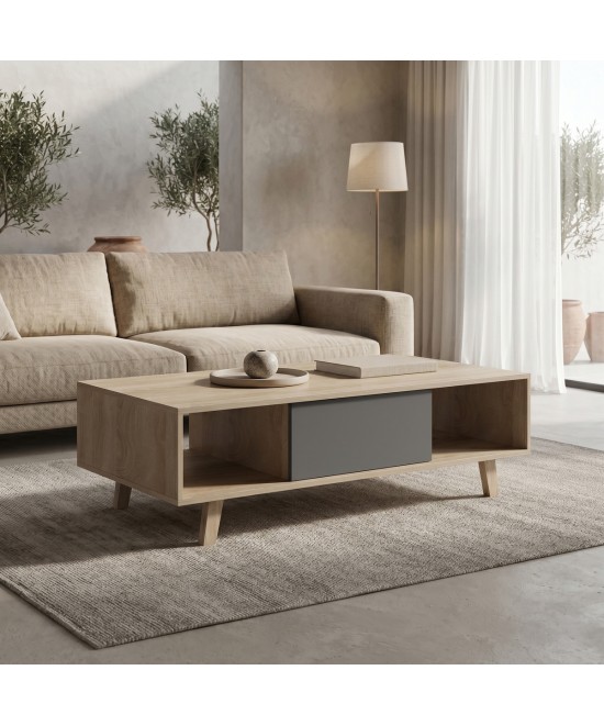 Τραπέζι σαλονιού Elonza pakoworld sonoma-ανθρακί 120x60x36εκ
