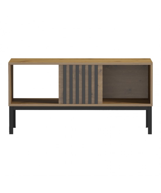 Τραπέζι σαλονιού Delanka pakoworld oak-μαύρο 92x50x46εκ Τραπέζι σαλονιού Delanka pakoworld oak-μαύρο 92x50x46εκ