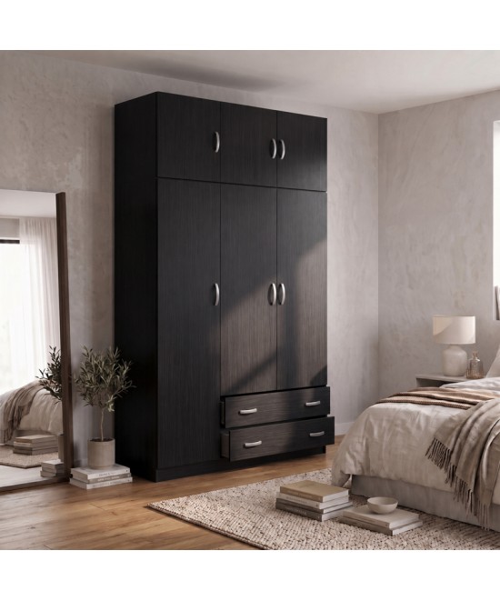 Ντουλάπα τρίφυλλη με πατάρι Alvia pakoworld wenge 150x51x240εκ