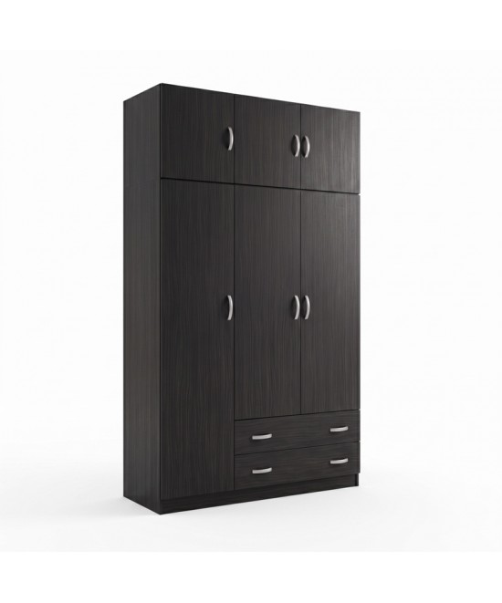 Ντουλάπα τρίφυλλη με πατάρι Alvia pakoworld wenge 150x51x240εκ