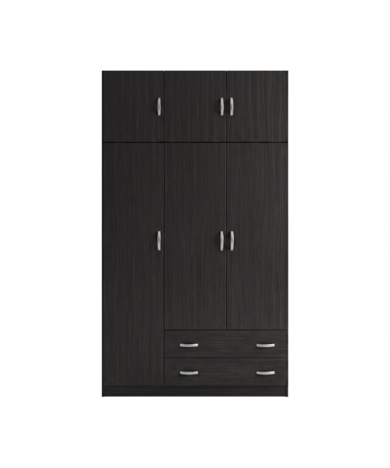 Ντουλάπα τρίφυλλη με πατάρι Alvia pakoworld wenge 150x51x240εκ