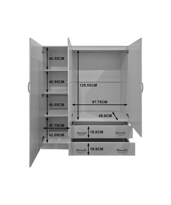 Ντουλάπα τρίφυλλη με πατάρι Alvia pakoworld wenge 150x51x240εκ