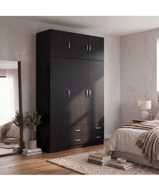 Ντουλάπα τρίφυλλη με πατάρι Alvia pakoworld wenge 150x51x240εκ