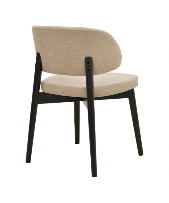 Καρέκλα Siena pakoworld μπεζ ύφασμα μαύρο rubberwood 48x50x81εκ