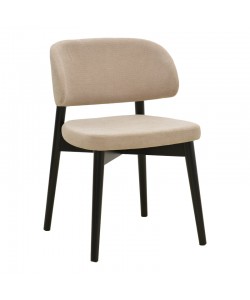 Καρέκλα Siena pakoworld μπεζ ύφασμα μαύρο rubberwood 48x50x81εκ