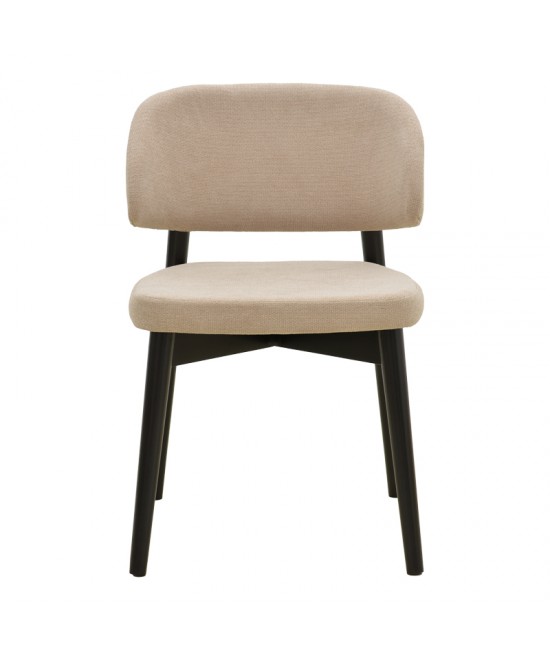 Καρέκλα Siena pakoworld μπεζ ύφασμα μαύρο rubberwood 48x50x81εκ