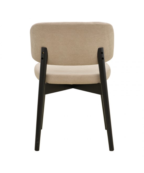 Καρέκλα Siena pakoworld μπεζ ύφασμα μαύρο rubberwood 48x50x81εκ