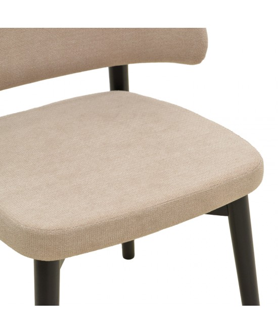 Καρέκλα Siena pakoworld μπεζ ύφασμα μαύρο rubberwood 48x50x81εκ