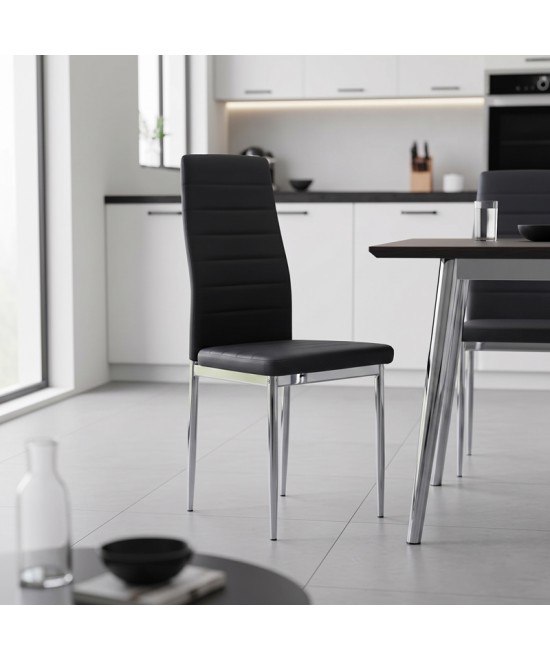 Καρέκλα Parker pakoworld μαύρο PU με πόδι χρωμίου 41x48x96εκ