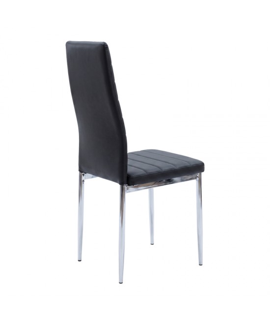 Καρέκλα Parker pakoworld μαύρο PU με πόδι χρωμίου 41x48x96εκ