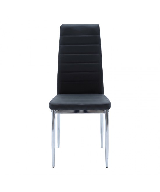 Καρέκλα Parker pakoworld μαύρο PU με πόδι χρωμίου 41x48x96εκ
