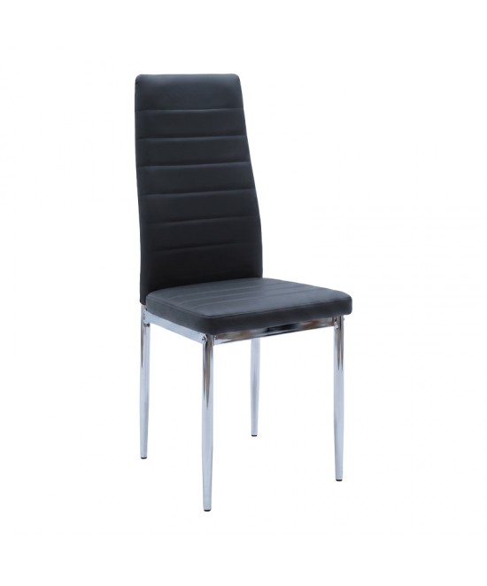 Καρέκλα Parker pakoworld μαύρο PU με πόδι χρωμίου 41x48x96εκ
