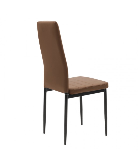 Καρέκλα Parker pakoworld cappuccino PU με μεταλλικό μαύρο πόδι 41x48x96εκ