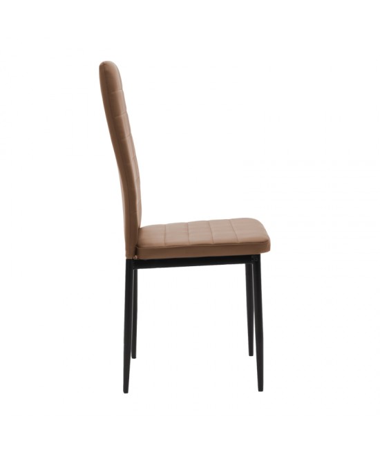 Καρέκλα Parker pakoworld cappuccino PU με μεταλλικό μαύρο πόδι 41x48x96εκ