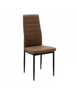 Καρέκλα Parker pakoworld cappuccino PU με μεταλλικό μαύρο πόδι 41x48x96εκ