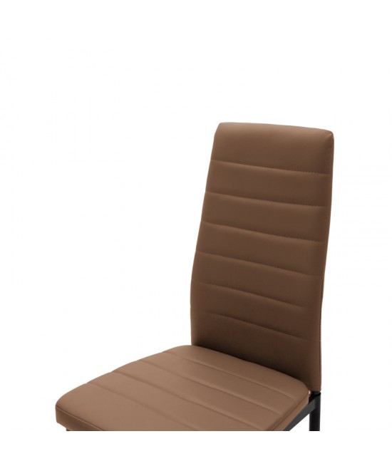 Καρέκλα Parker pakoworld cappuccino PU με μεταλλικό μαύρο πόδι 41x48x96εκ