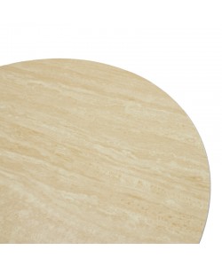 Τραπέζι σαλονιού Franzel pakoworld sintered stone σε όψη τραβερτίνας-mdf σε καρυδι Φ80x40εκ