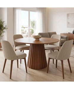 Τραπέζι Franzel pakoworld mdf καρυδί Φ120x75εκ
