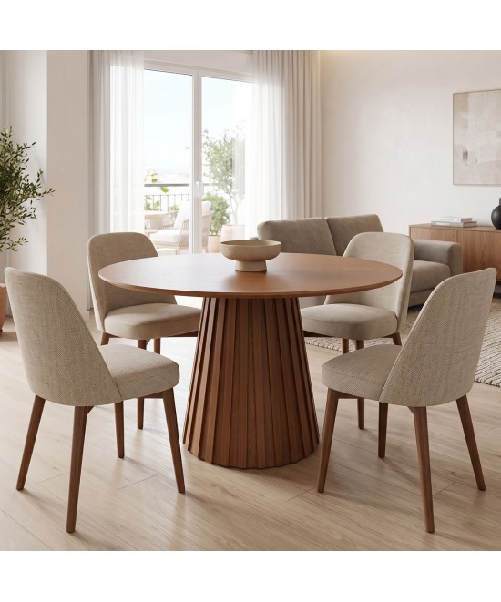Τραπέζι Franzel pakoworld mdf καρυδί Φ120x75εκ