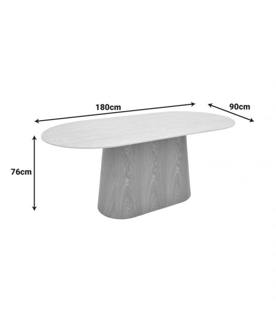 Τραπέζι Karlino pakoworld sintered stone σε όψη τραβερτίνας-mdf σε φυσική απόχρωση 180x90x76εκ