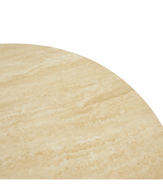 Τραπέζι Franzel pakoworld sintered stone σε όψη τραβερτίνας-mdf καρυδί Φ120x75εκ