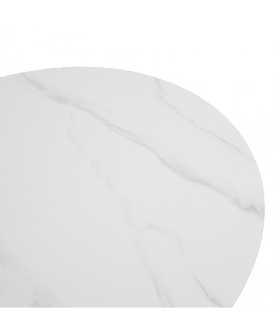 Τραπέζι σαλονιού Franzel pakoworld sintered stone σε όψη μαρμάρου-mdf σε φυσική απόχρωση Φ80x40εκ