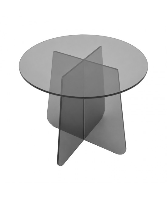 Τραπέζι βοηθητικό Cleary pakoworld tempered 8mm γυαλί ανθρακί Φ50x45εκ