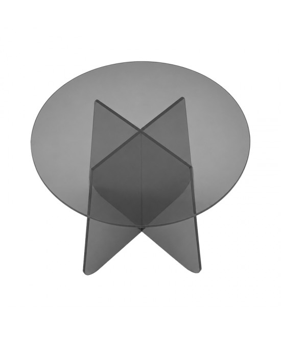 Τραπέζι βοηθητικό Cleary pakoworld tempered 8mm γυαλί ανθρακί Φ50x45εκ