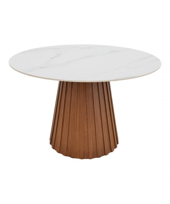 Τραπέζι Franzel pakoworld sintered stone σε όψη μαρμάρου-mdf σε φυσική απόχρωση Φ120x75εκ