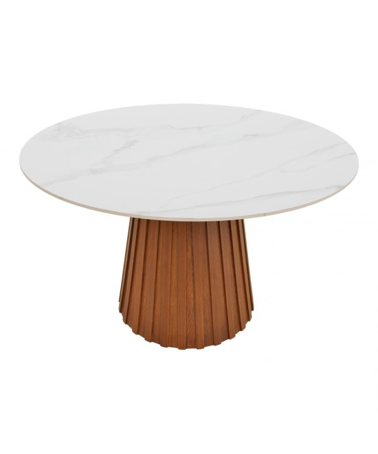 Τραπέζι Franzel pakoworld sintered stone σε όψη μαρμάρου-mdf σε φυσική απόχρωση Φ120x75εκ