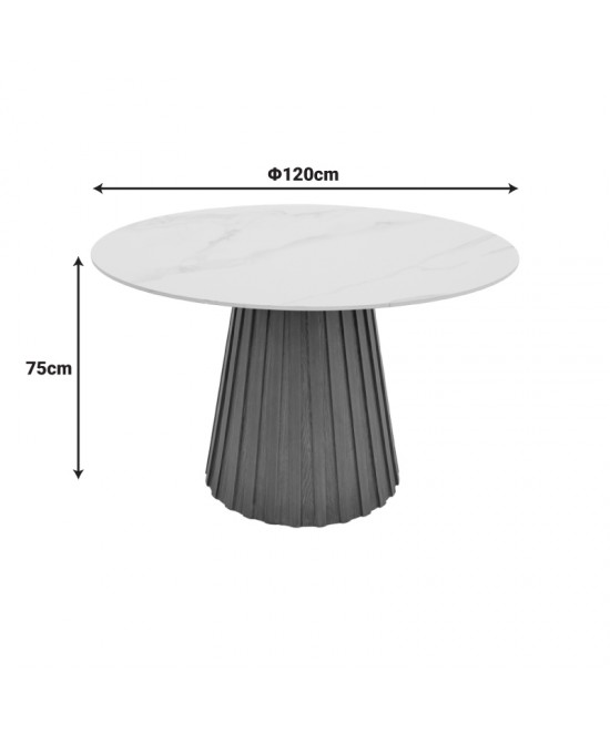 Τραπέζι Franzel pakoworld sintered stone σε όψη μαρμάρου-mdf σε φυσική απόχρωση Φ120x75εκ