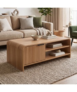 Τραπέζι σαλονιού Kelba pakoworld mdf σε φυσική απόχρωση 100x50x35,5εκ